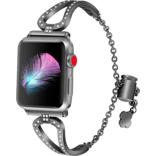 Women Replace Strap For Apple Watch Bands 38mm 42mm 40mm 44mm Diamond Stainless Steel Sport Watchband For I-Watch Series 4 3 2 1