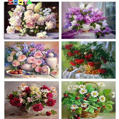 ZOOYA Diamond Embroidery Peonies 5D DIY Diamond Painting Flowers Diamond Mosaic Peonies Rhinestone Picture Flowers Home Decor