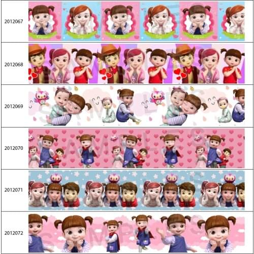 10yards Korea Cartoon Girl Characters Printed Grosgrain Ribbon DIY Materials