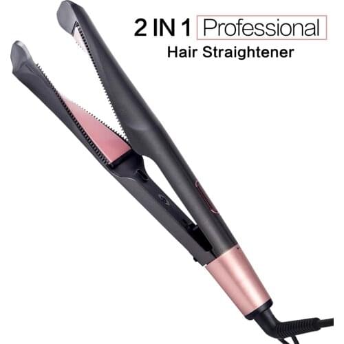 Hair Curler 2 In 1 Hair Straightener & Curling Iron Hair Tongs Straightener Professional Hair Curlers for Women Looper Hair Iron