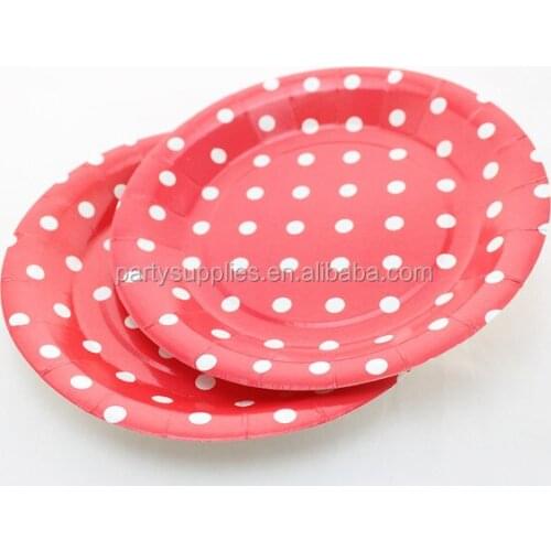 240pcs- 9" Round Party Paper Plates Red Color White Dot Paper Plate Colorful Polka Dot Plates 14 Colors to Choose