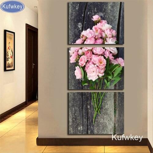 Rose DIY Diamond Painting Cross Stitch 5D Diamond Embroidery Full Diamond Mosaic painting Crafts Needlework Magnolia flower 3pcs