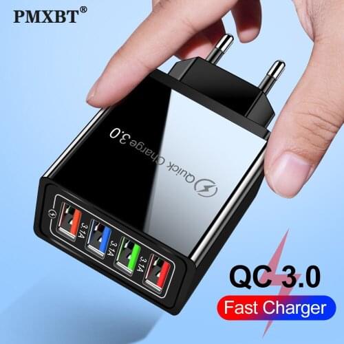 4 Port USB Charger QC 3.0 4.0 Quick Charge EU US Plug Adapter For iPhone Xiaomi Samsung Mobile Phone Fast Charging USB Chargers