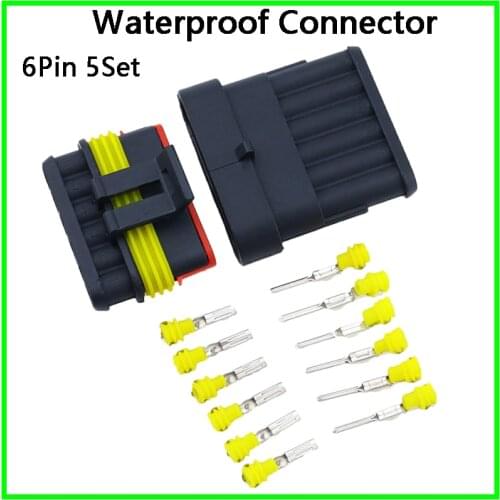5 sets Kit 6P 6Pins Way AMP 1.5 Super seal Waterproof Electrical automotive Wire Connector Plug for car Motorcycle