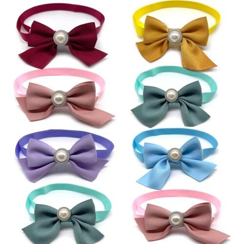50/100pcs Dog Accessories pearl style Dog Bow Ties Pet Cat Dog Bow Tie Pet Grooming tie For Small Dogs Pet Cat Holiday Supplies