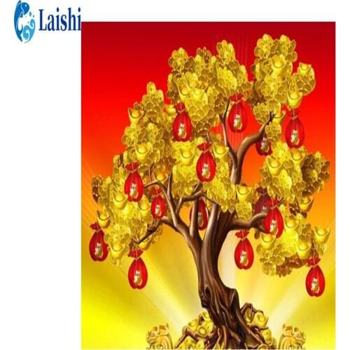 5D DIY Diamond painting Abstract art money tree circle full character Rhinestone mosaic cross stitch mosaic home decor label