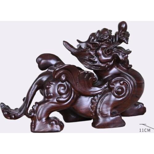 African black sandalwood carving mythical wild animal mahogany carving black sandalwood Ebony Laughing lucky Handmade sculpture