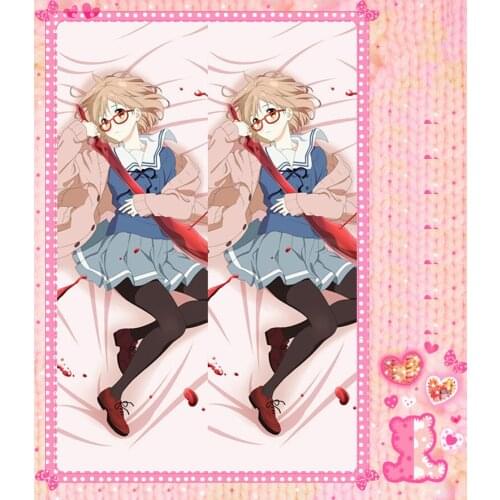 Anime Cartoon Kyokai no Kanata Double Bolster Hugging Pillow Case Pillow Cover Pillowcase Peach Skin 2 Way No.7092