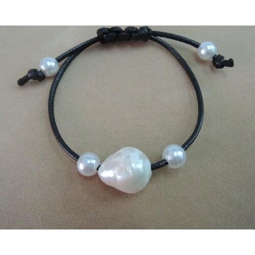 100% Nature freshwater pearl bracelet , big baroque pearl bracelet