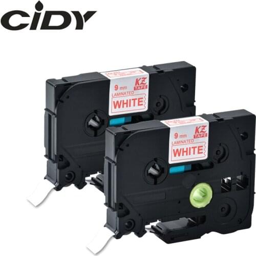 CIDY Red on White 2pcs 9mm tz222 Tze-222 tze 222 tze222 tz 222 P Touch Label Tape Compatible for Brother
