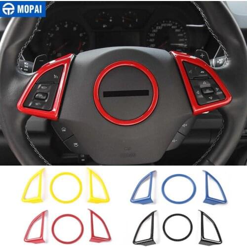 MOPAI ABS Car Interior Steering Wheel Decoration Cover Trim Stickers for Chevrolet Camaro 2017 Up Car Accessories Styling