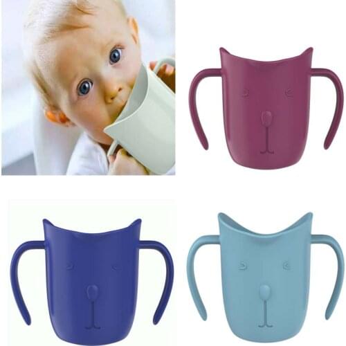 Baby Oblique Mouth Cup Leakproof Infant Learning Drinking Cups Tumble Resistant Double Handle Baby Drinking Cups
