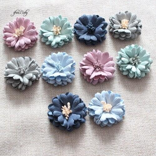 Girls kids hair flowers fabric flower Daisy flowers for hair accessories 30pcs