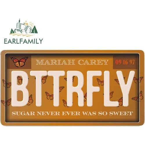 EARLFAMILY 13cm x 6.9cm for Butterfly Mariah Carey License Funny Car Stickers Personality Motorcycle Decor Vinyl Car Wrap Decal