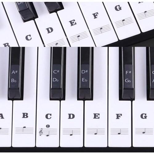 Piano Sticker Transparent Piano Keyboard Sticker Removable Electronic Keyboard 37/49/54/61/88 Key For Kids Beginners Practice