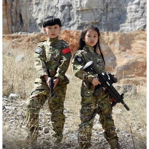 Kids Outdoor Camping Camouflage Suit Hunting Clothes Outdoor Military Tactical Special Forces Combat Boy Girl Army Uniforms