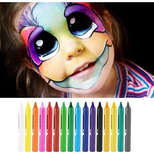 16 Colors Halloween Face Paint Body Crayons for Clown Drama Masquerade Party Carnivals Makeup Facepainting Kit Set Supplies