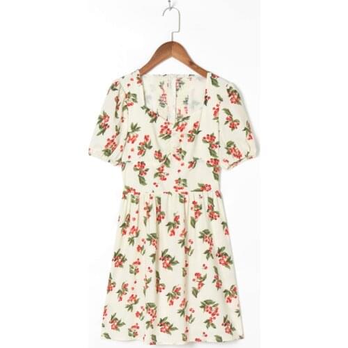 Summer Womens Casual Floral Print Short Sleeve Slim Dress
