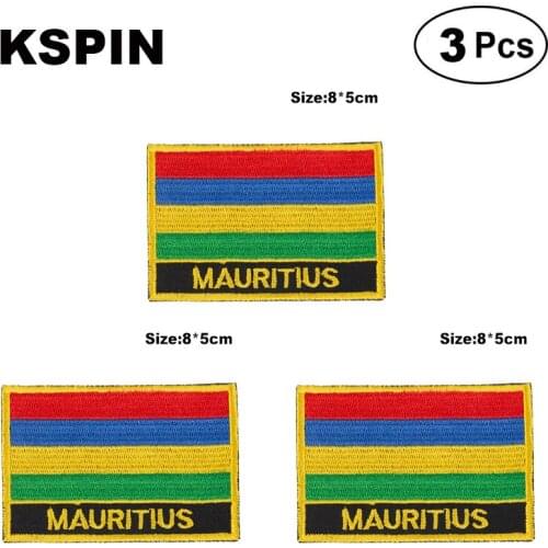 MAURITIUS Rectangular Shape Flag patches embroidered flag patches national flag patches for clothing DIY Decoration