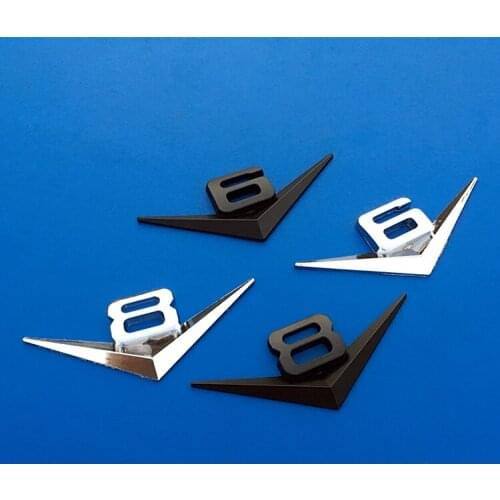 1 Pcs 3D Metal V6 V8 Logo Emblem Badge Rear Trunk Body Side Decoration Car Stickers Car styling For BMW Ford Mercedes Opel KIA