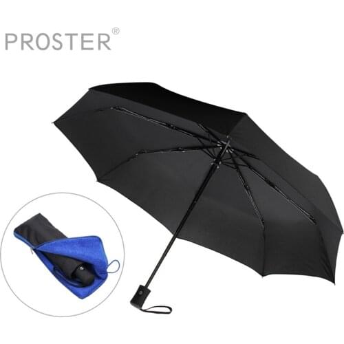 Proster Rain And Sun Fashion Business Automatic Umbrellas With Water-Absorbent umbrella Bag Case Parasol 3 Folding For Women