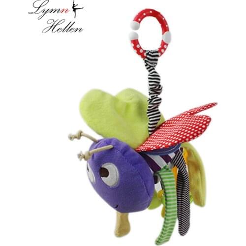 16cm teether plush bee educational lovely cognition stroller bed fun cute car wind bell hanging gift kids infant soft baby toy
