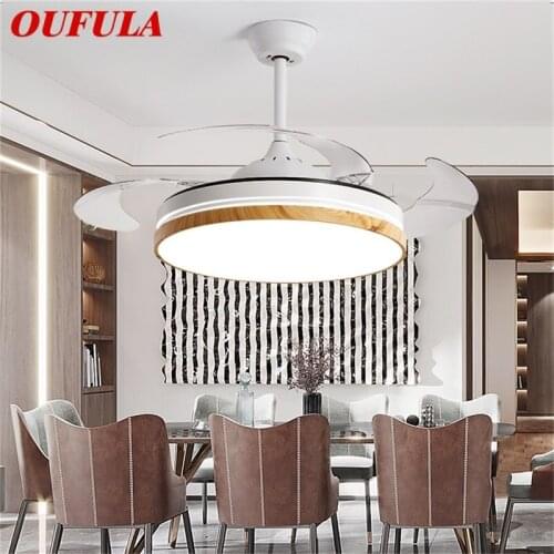 OUFULA Ceiling Fan Light Kit 3 Colors LED With Remote Control Invisible Fan Blade For Home Dining Room Bedroom Restaurant