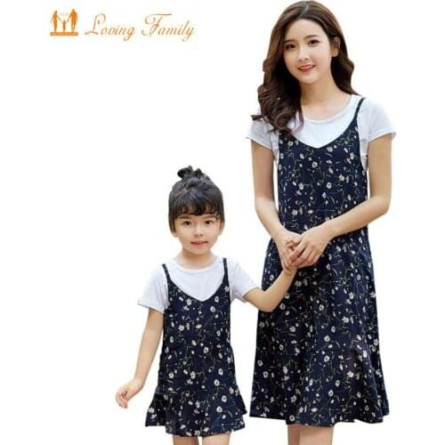 Mother Daughter Dresses 2020 Summer Style Family Matching Outfits Women Girl T Shirt And Dress Fashion Family Clothing Set