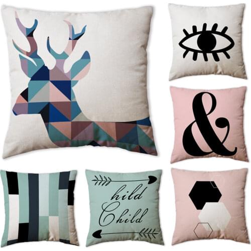 Cushions Home Decor Geometric 45*45 Nordic style Decorative Cushion Cover Pillowcase Cotton Linen Decorative Throw Pillows Cover