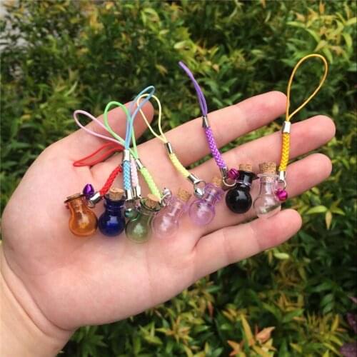 Lamp Shape Pendants Mini Colour Bottles with Key Chains Jars Glass Gifts Crafts Accessories 7pcs Essential Oil Perfume Vials