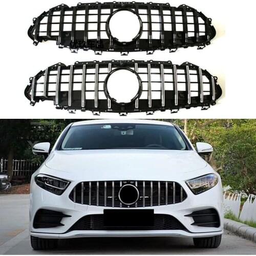 Car Front Billet Bumper Grill Upper Facelift Grille Fit for Mercedes Benz W257 C257 CLS-Class 2019 2020 Black Silver