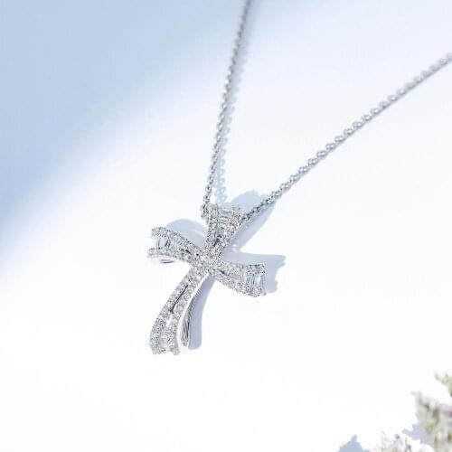 Handmade lab Diamond Cross Pendant Real 925 Sterling Silver Party Wedding Pendants Necklace For Women men Gemstones Jewelry