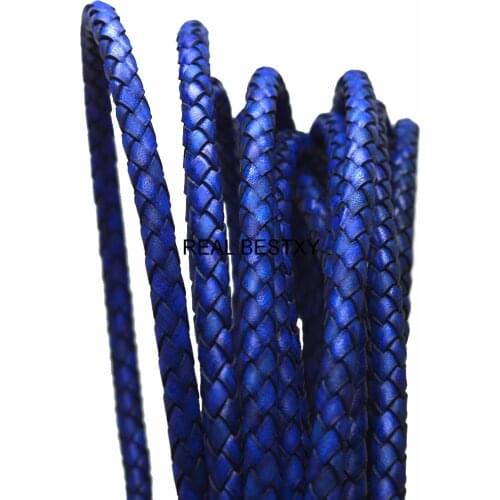 REAL BESTXY 6mm Royal-Blue First Layer Genuine Cowhide Leather Cords for Jewelry Bracelets Necklaces Making Real Leather Cords