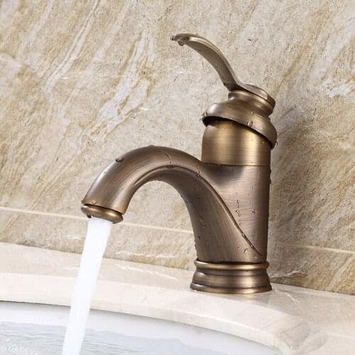 European Style Single Handle Bathroom Antique Brass Mixer Faucet Basin faucet tap for Vanity Sink