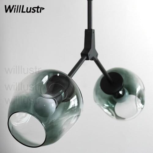 Willlustr glass shade hanging lighting cognac green glass pendant lamp rest room restaurant loft Bar hotel suspension Light