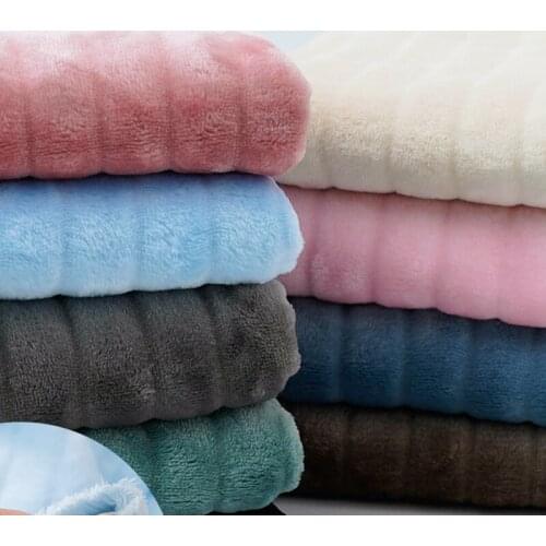 Thicken Double-sided Flannel Fabric Striped Short Plush Coral Fleece Fabric Diy Handmade Clothing Blanket Pajamas Cloth Winter