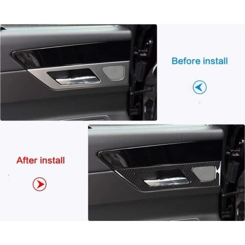 Carbon Fiber Car Door Inner Handle Decoration Panel Cover Trim 4pcs For Jaguar XF 2016-2018 XFL 2017 2018