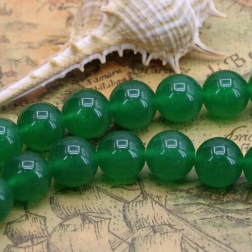 12mm Green chalcedony round loose beads DIY stone wholesale best selling jewelry making design exquisite gift 15"