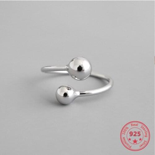 S925 Sterling Silver Womens Jewelry Fashion Personality Glossy Geometric Round Pearl Smooth Opening Ring Exquisite As A Gift