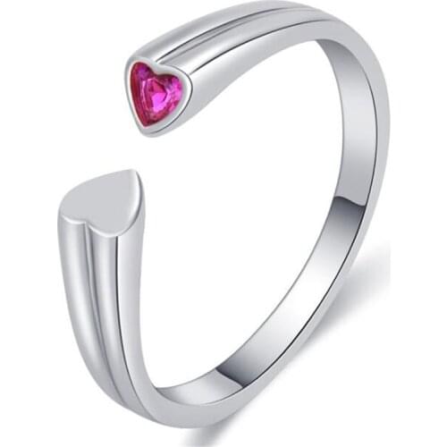 Fashion Heart-Shaped Adjustable Opening Ring for Women Rose Gold And Silver Color Crystal Finger Accessories Female Jewelry