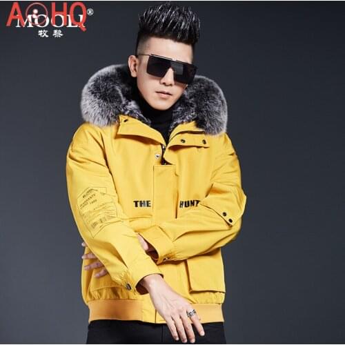 Winter Jacket Men Clothing Hooded Parka Real Rabbit Fur Coat 100% Fox Fur Collar Cotton Sleeves Ropa De Hombre LXR844