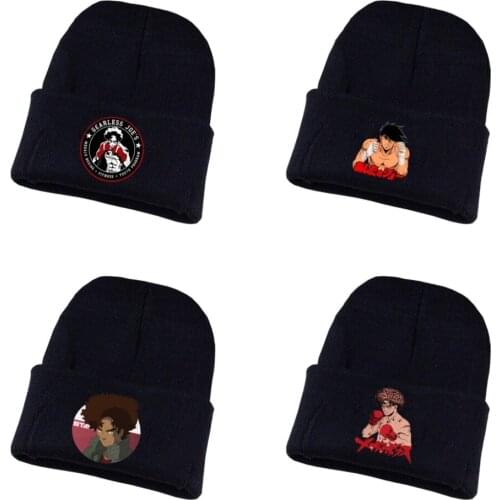 Anime Ashita no Joe cap Cosplay Costume Unisex Cotton Hat Black Baseball Skullies Beanie Knitted Cap