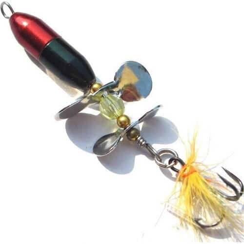 1pcs Rotating Spinner Sequins Fishing Lure 10g70mm Wobbler Bait with Feather Fishing Tackle for Bass Trout Perch Pike