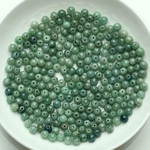 30pcs Wholesale Chinese Natural Green Jade Jadeite Smooth Round Loose Bead 4.5-5mm