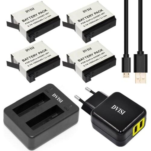 4pcs 1.5Ah AHDBT-401 AHDBT401 Rechargeable Battery Go Pro Hero4 bateria akku with Dual USB Charge for Gopro Hero4 HD P0019279