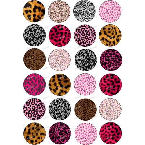 24 Colorful Leopard Edible Cake Topper Wafer Rice Paper Cake Cookie Cupcake Topper Birthday Wedding Cake Decoration Supplier