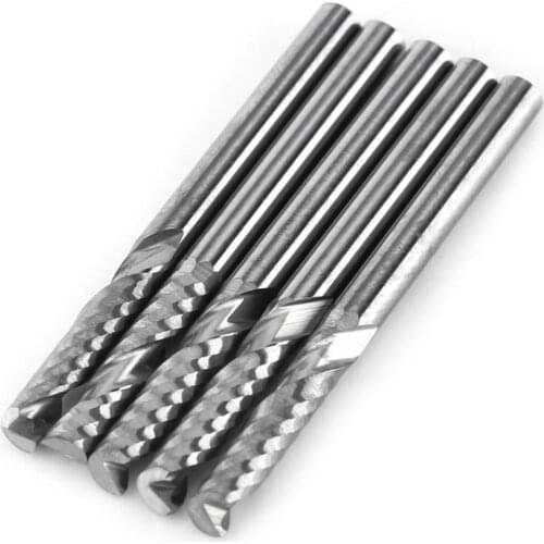 5pcs/set 3.175mm(1/8'') Set Woodworking Shank Single Flute End Mill Milling Cutter Tungsten Carbide Tool CNC Route Bit Drill Bit
