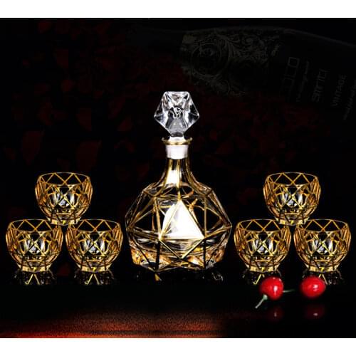 7Pcs/set Various styles Crystal Glass Cup Whiskey and Brandy Wine Glass High Capacity Cup Bar Hotel Drinkware Party Drinking