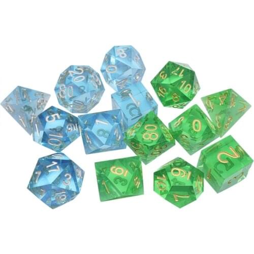A5KC RPG Dice Board Game set of 7 D4 D6 D8 D10 D12 D20 Transparent Sharp Resin Dice