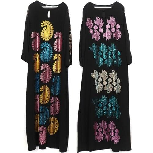 Diamonds African Dresses For Women Black Africa Clothing Muslim Long Dress High Quality Fashion African Maxi Dress For Lady